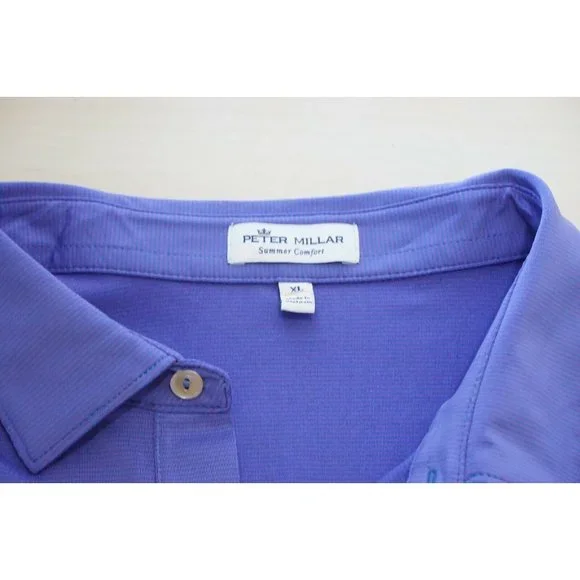 Peter Millar Summer Comfort Purple Pink Striped Short Sleeve Golf Polo Shirt XL - Picture 3 of 6